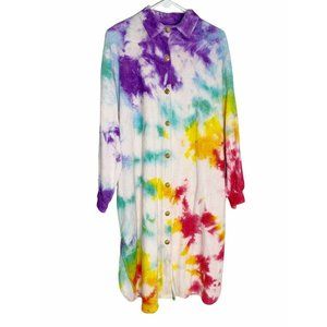 Tie Dyed Up Cycled Vintage Cotton Pull On Robe Size M/L